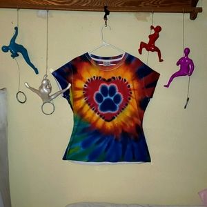 Paw print Tie dyed polyester shirt 2XL--Pet Rescue